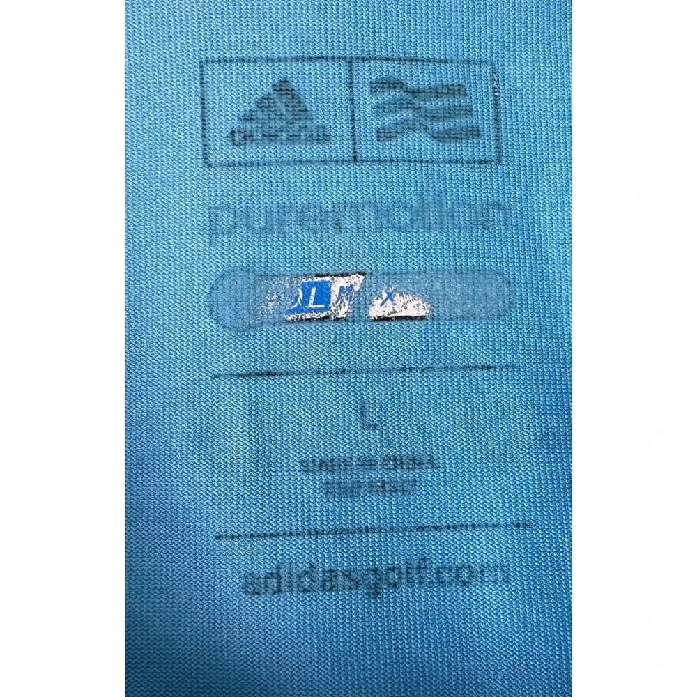 Adidas PureMotion Golf Polo Shirt Mens Sz L Blue Pocket Short Sleeve Performance
